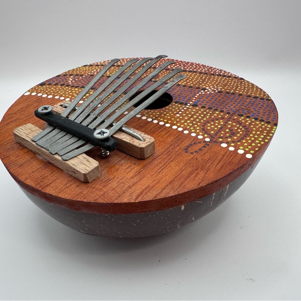 Mini Kalimba Thumb Piano Hand Painted Wooden Dot Art Instrument